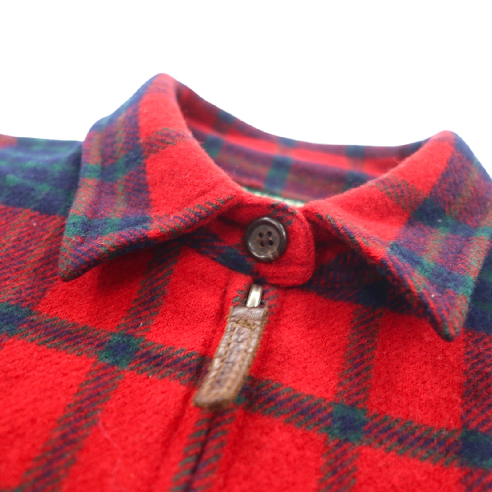 LAUREN RALPH LAUREN anni '90 Giacca in flanella full zip M rosso lana d'agnello scozzese