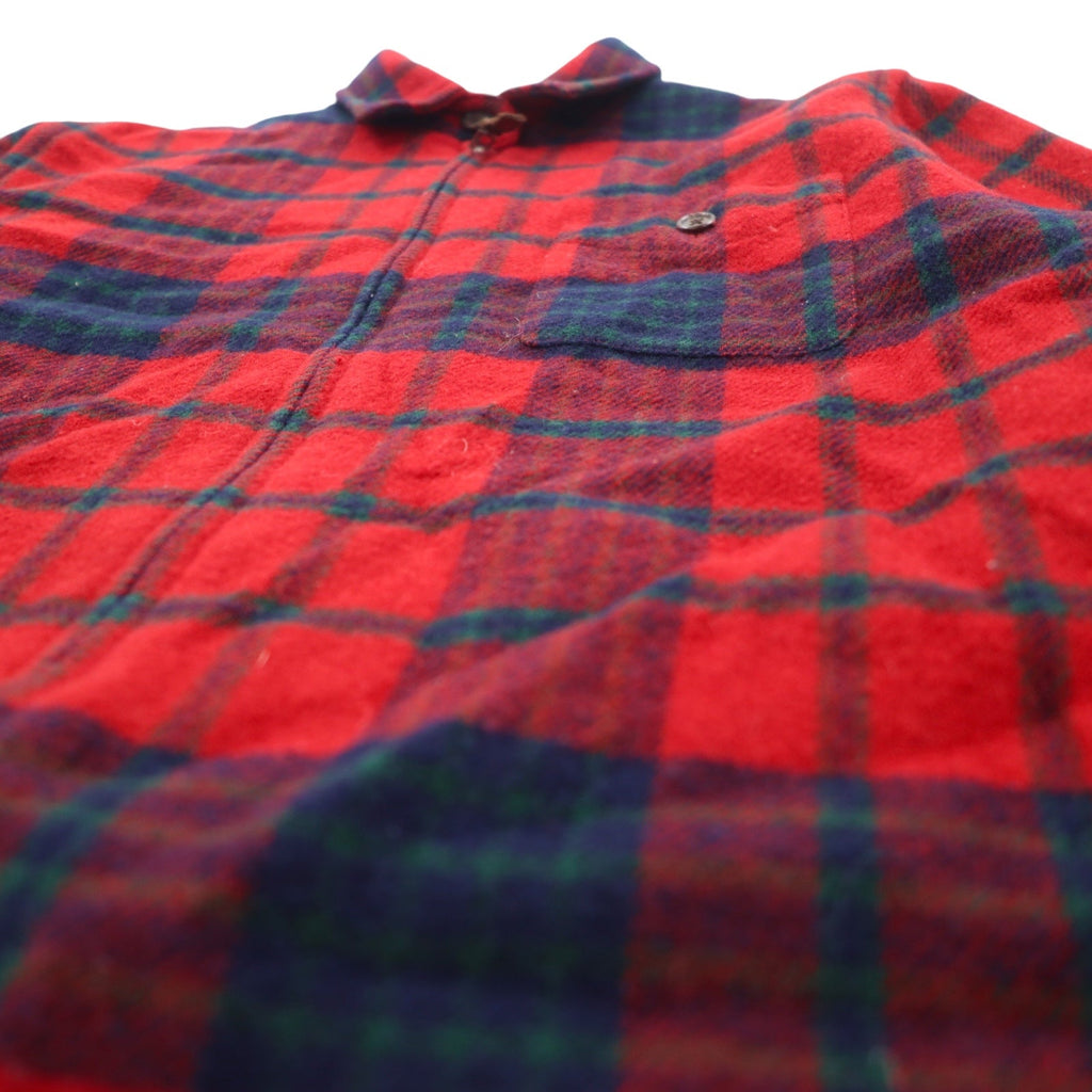 LAUREN RALPH LAUREN anni '90 Giacca in flanella full zip M rosso lana d'agnello scozzese