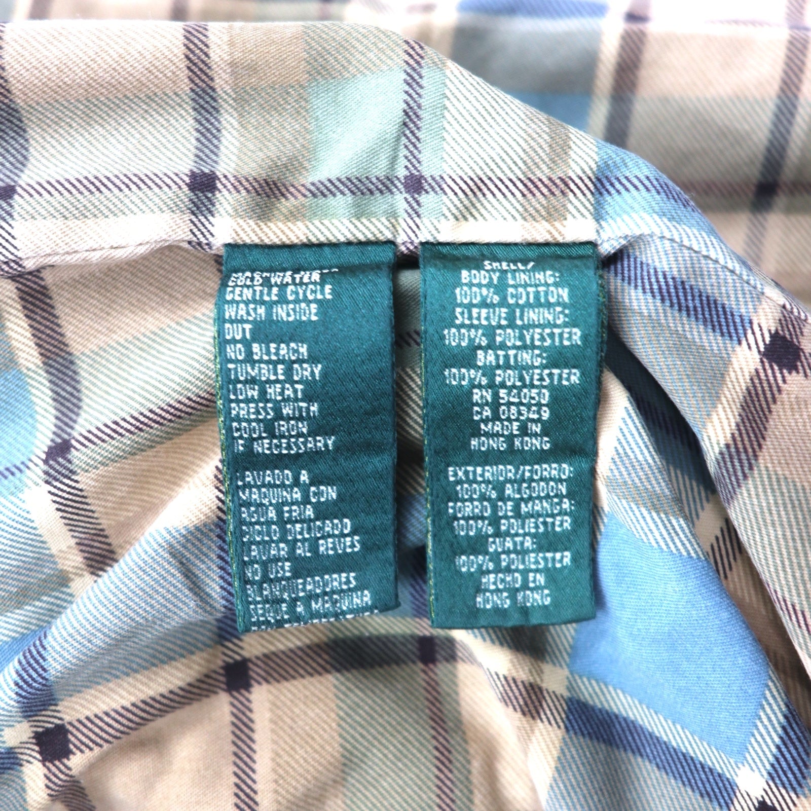 LAUREN JEANS CO. Giacca denim trapuntata doppiopetto anni '90 P-coat XL indaco blu imbottita foderata a quadri