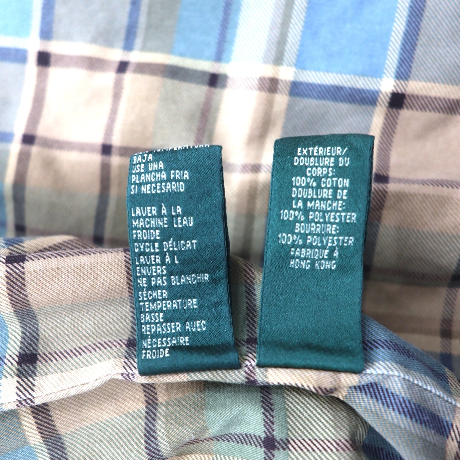 LAUREN JEANS CO. Giacca denim trapuntata doppiopetto anni '90 P-coat XL indaco blu imbottita foderata a quadri