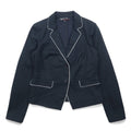 agnes b. Giacca sartoriale 2 bottoni con piping, M, nera, cotone, made in France