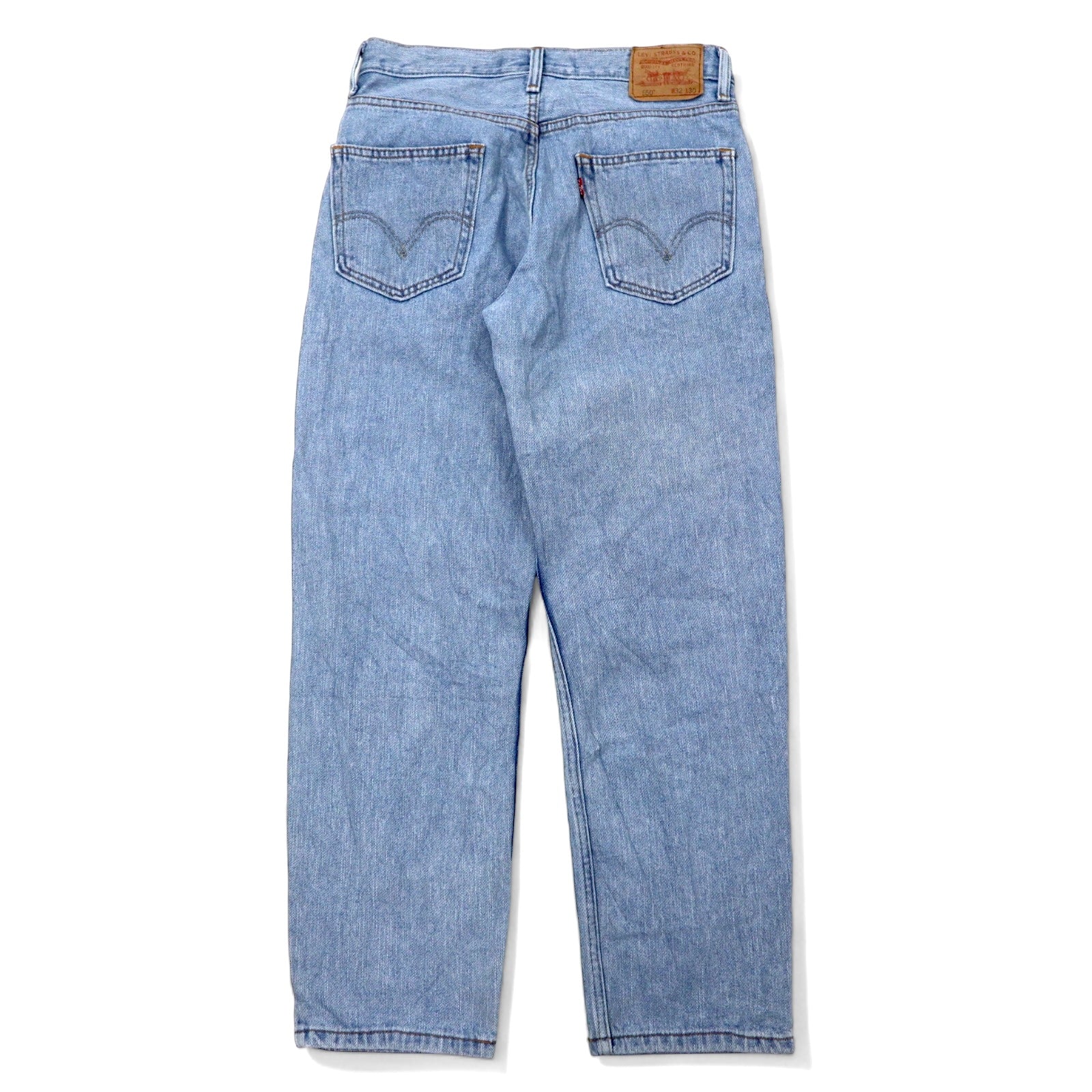 Levi's 550 anni 2000 jeans affusolati a vestibilità rilassata 32 blu ghiaccio lavato cotone chiusura a zip linea USA 550-4834 Made in Lesotho