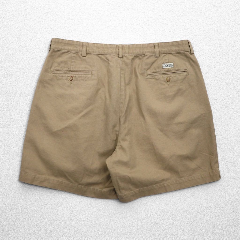 POLO RALPH LAUREN anni '90 pantaloncini corti Polo Chino a 2 pieghe, taglia XL, beige, Made in Mexico