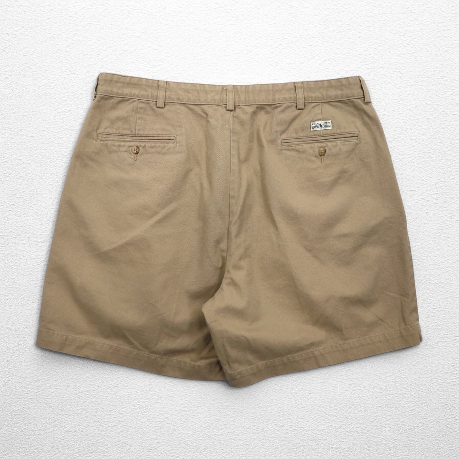 POLO RALPH LAUREN anni '90 pantaloncini corti Polo Chino a 2 pieghe, taglia XL, beige, Made in Mexico