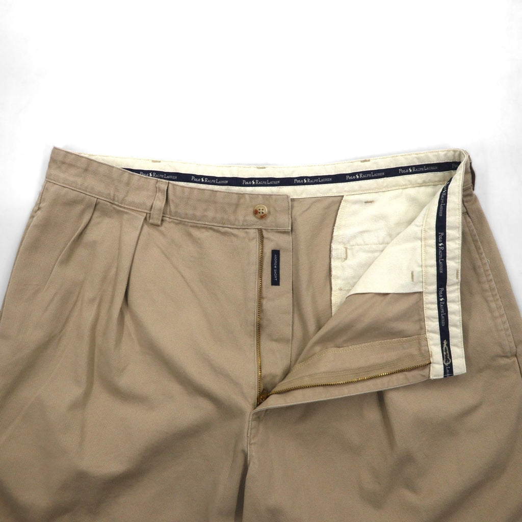 POLO RALPH LAUREN anni '90 pantaloncini corti Polo Chino a 2 pieghe, taglia XL, beige, Made in Mexico