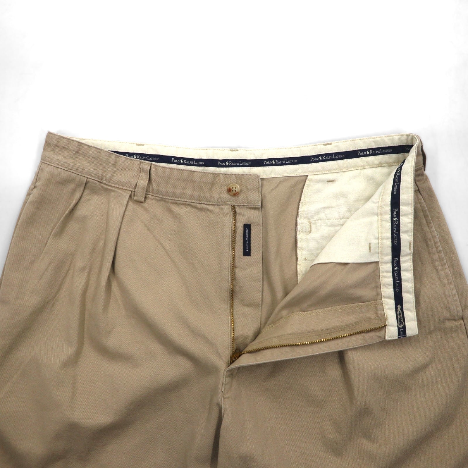 POLO RALPH LAUREN anni '90 pantaloncini corti Polo Chino a 2 pieghe, taglia XL, beige, Made in Mexico