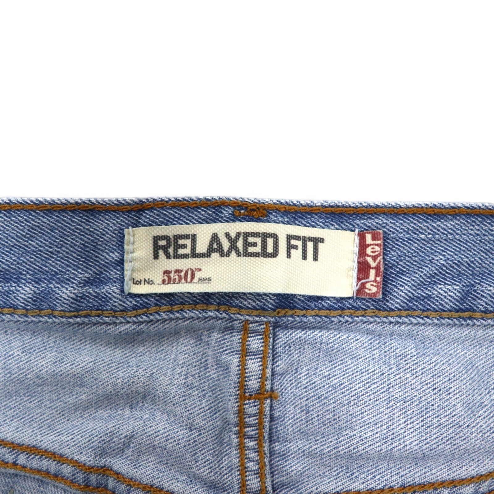 Levi's 550 anni 2000 jeans affusolati a vestibilità rilassata 32 blu ghiaccio lavato cotone chiusura a zip linea USA 550-4834 Made in Lesotho