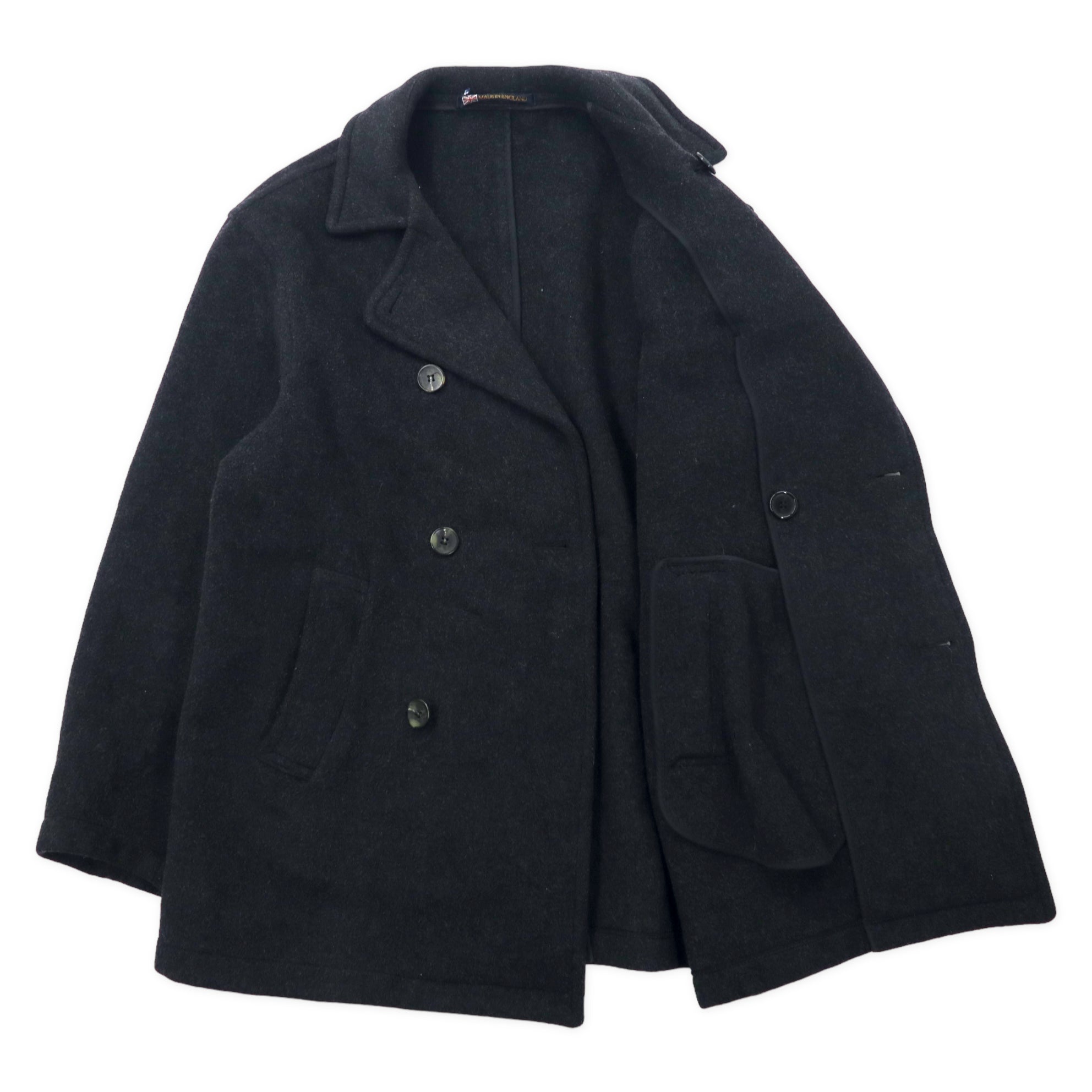 GLOVERALL Peacoat in doppio Melton, taglia L, colore grigio, in lana, Made in England