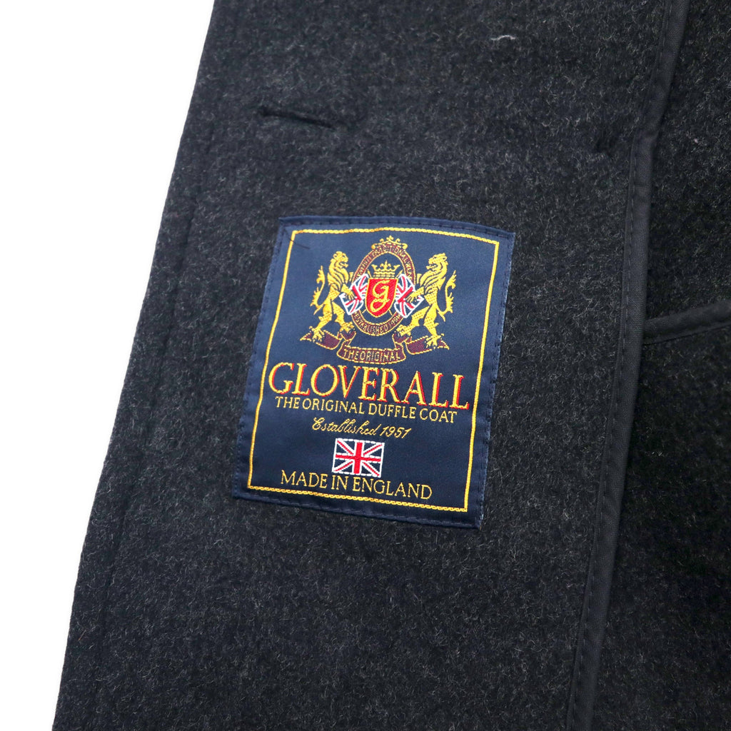 GLOVERALL Peacoat in doppio Melton, taglia L, colore grigio, in lana, Made in England
