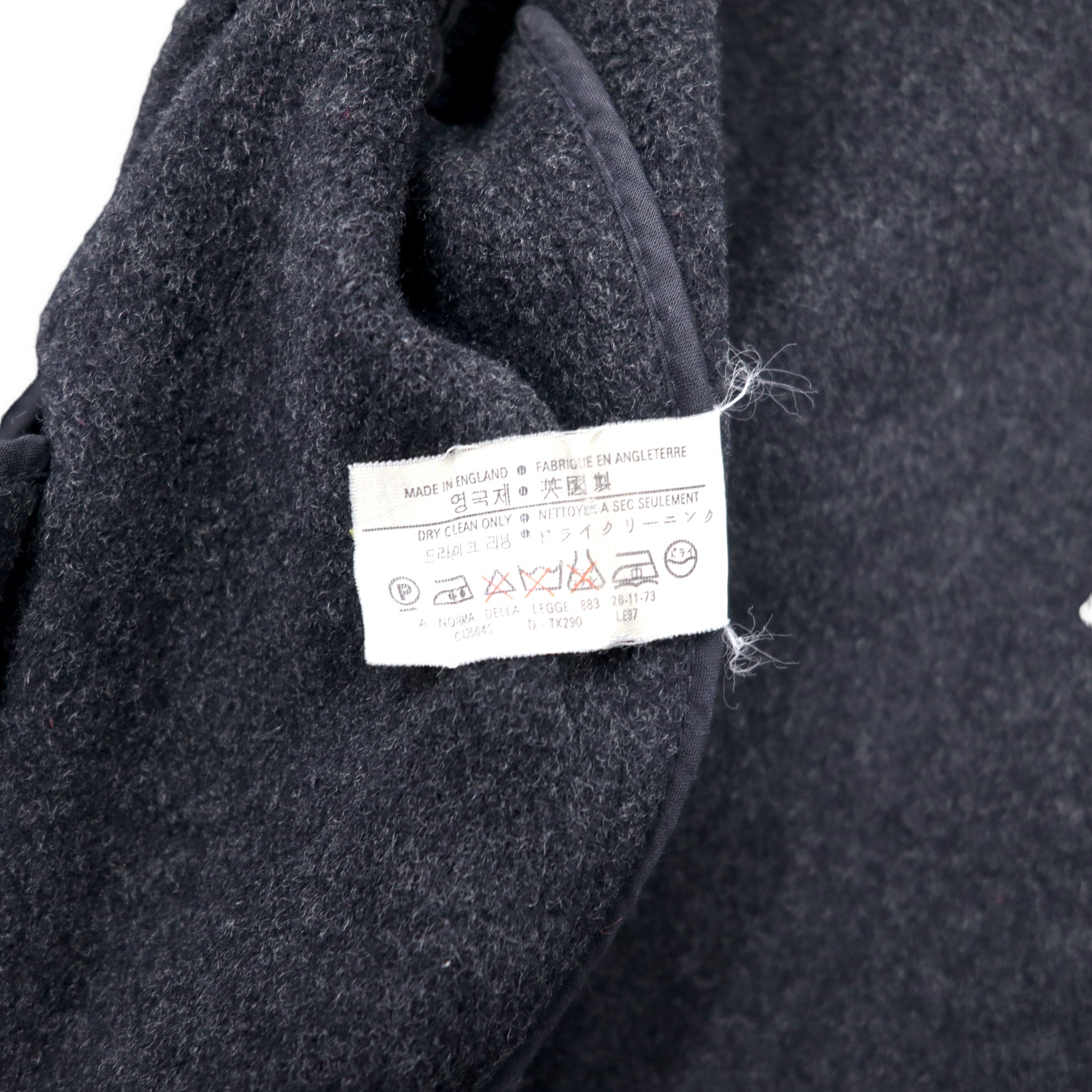 GLOVERALL Peacoat in doppio Melton, taglia L, colore grigio, in lana, Made in England