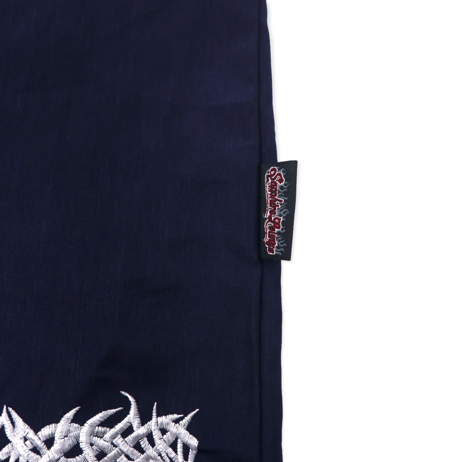 Sapphire Lounge Camicia a collo aperto anni '90, camicia hawaiana, XL, blu navy, poliestere, ricamata.