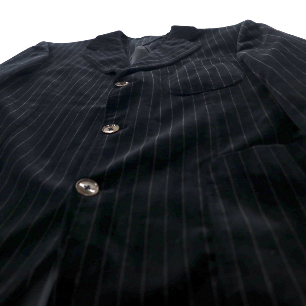 BURBERRY ベロア 3B テーラードジャケット 165 ブラック ストライプ コットン 日本製