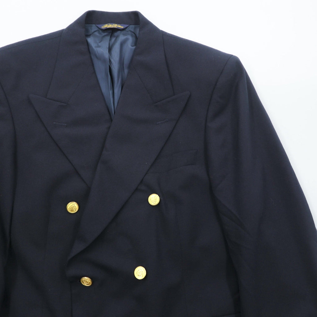 Brooks Brothers 80年代 USA製 ダブルブレスト テーラードジャケット ブレザー M ネイビー ギャバジン ウール 金ボタン 紺ブレ
