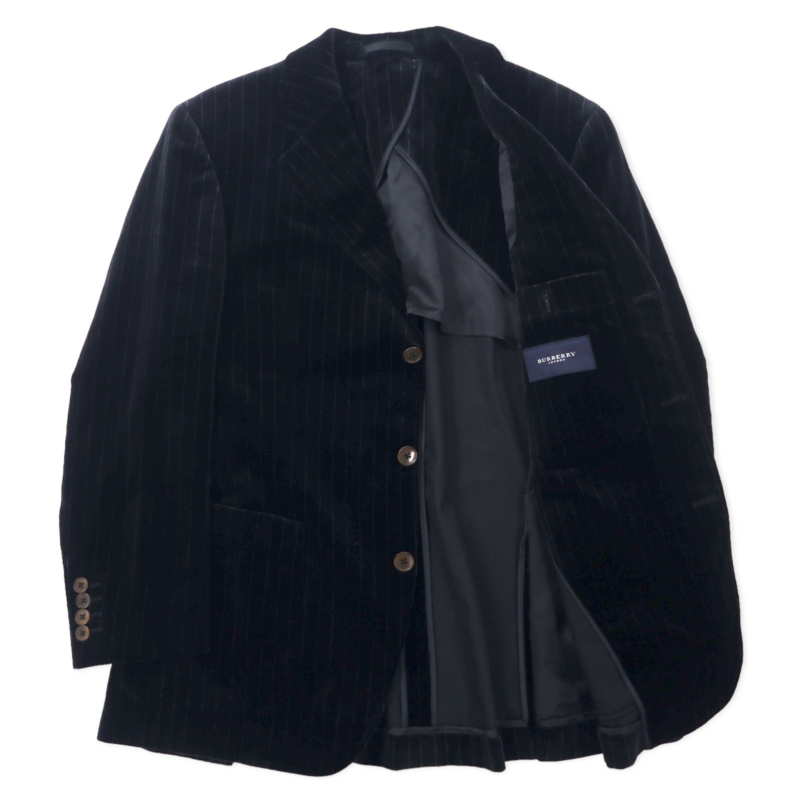 BURBERRY Giacca sartoriale 3 bottoni in velluto 165 nera a righe in cotone Made in Japan