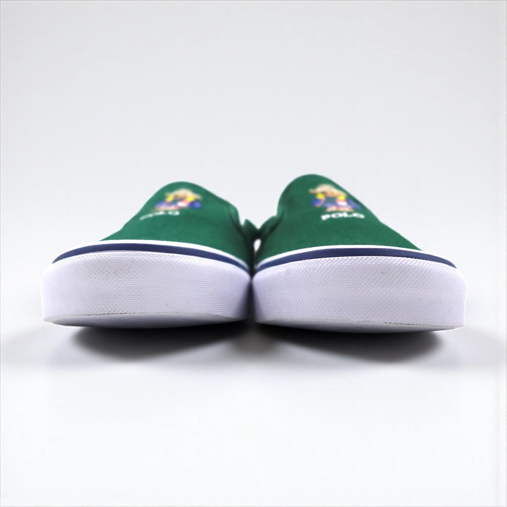 Polo Ralph Lauren スリッポン ローカットスニーカー 28cm グリーン キャンバス KEATON-SLIP 1087 ポロベア 未使用品