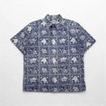 Reyn Spooner anni '90, made in Hawaii, etichetta bikini, camicia hawaiana aloha, taglia L, blu navy, fantasia all-over
