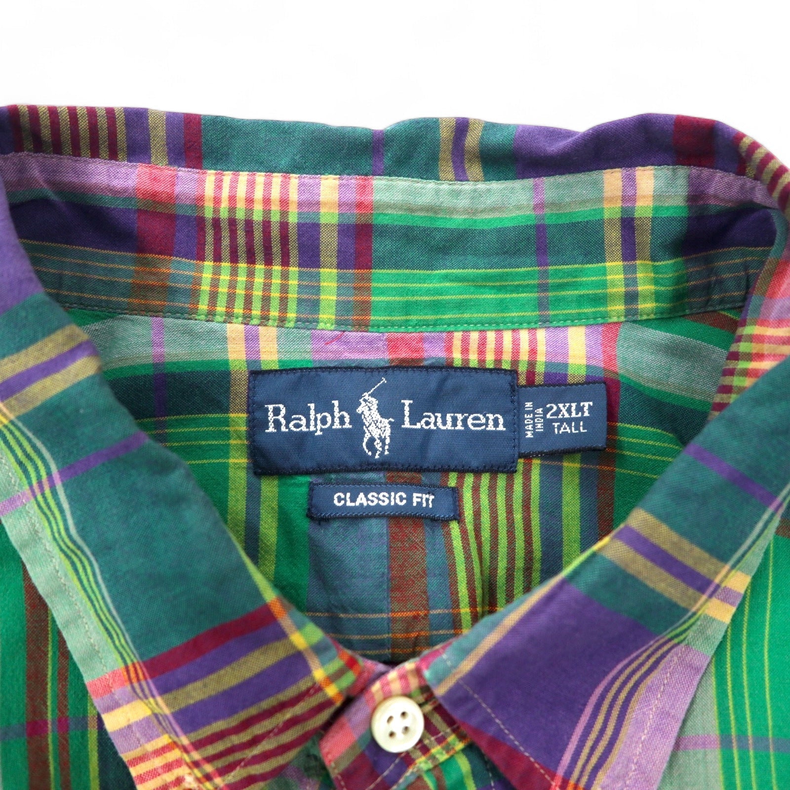 Camicia Ralph Lauren Classic Fit a maniche corte, abbottonata, 2XLT TALL, a quadri verdi, in cotone, con ricamo Small Pony, taglia grande