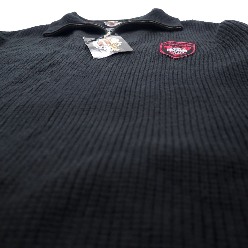 HARLEY DAVIDSON Maglione a mezza zip, 3XL, nero, acrilico, con logo applicato, nuovo con etichetta