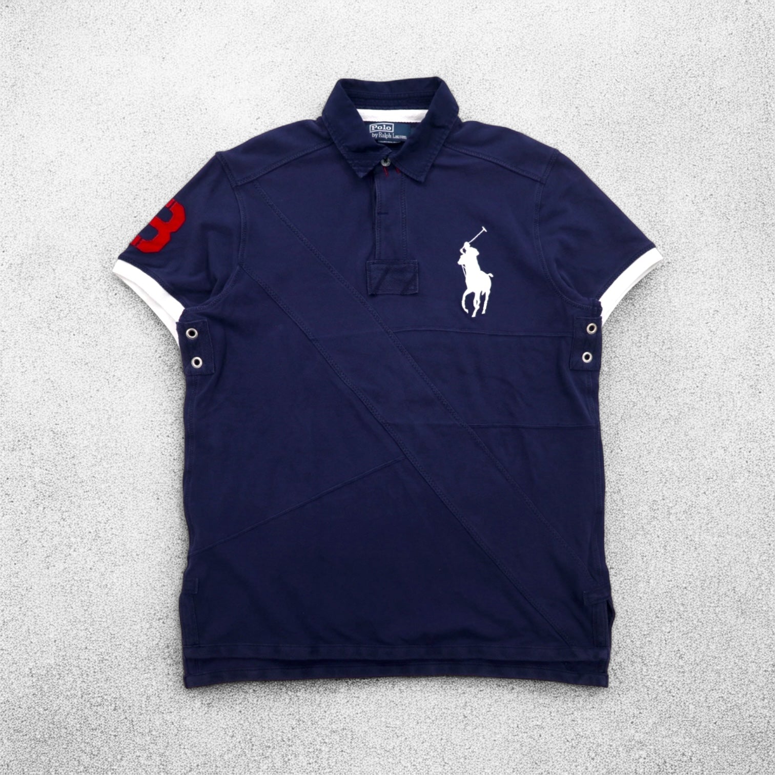 Polo by Ralph Lauren Polo L anni '90 ricamo Big Pony navy piqué patchwork