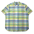 Camicia Ralph Lauren Beach Twill a maniche corte con bottoni, taglia 2XLT TALL, a quadri gialli, in cotone, con ricamo Small Pony, taglia extra large