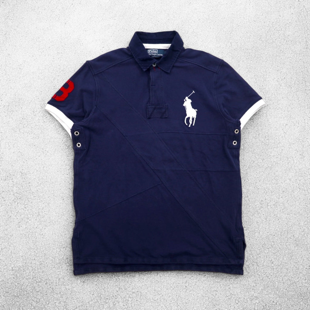Polo by Ralph Lauren Polo L anni '90 ricamo Big Pony navy piqué patchwork