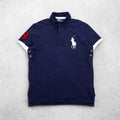 Polo by Ralph Lauren Polo L anni '90 ricamo Big Pony navy piqué patchwork