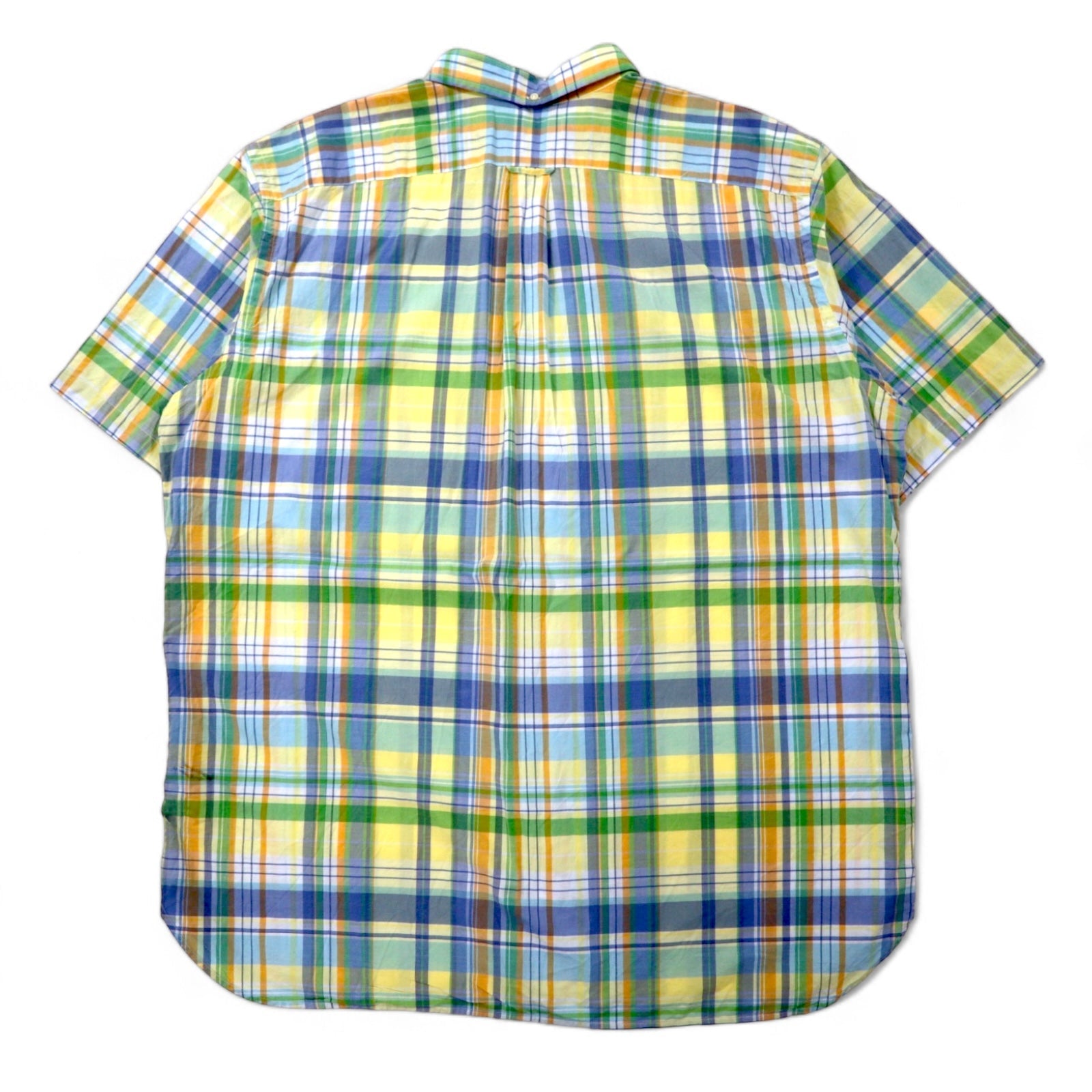 Camicia Ralph Lauren Beach Twill a maniche corte con bottoni, taglia 2XLT TALL, a quadri gialli, in cotone, con ricamo Small Pony, taglia extra large