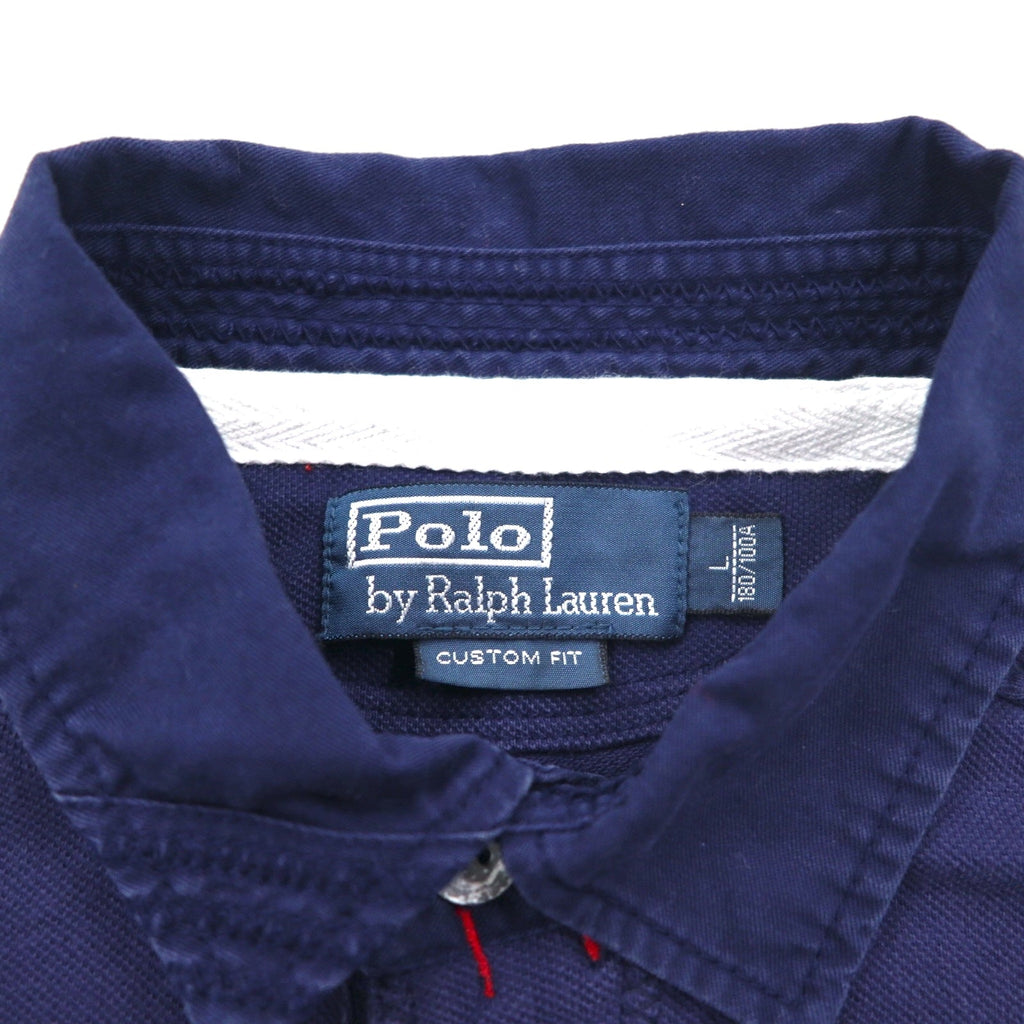 Polo by Ralph Lauren Polo L anni '90 ricamo Big Pony navy piqué patchwork