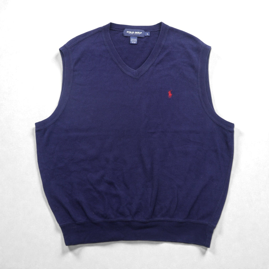 POLO GOLF RALPH LAUREN 90年代 USA製 Vネック ニット ベスト L ネイビー スモールポニー刺繡