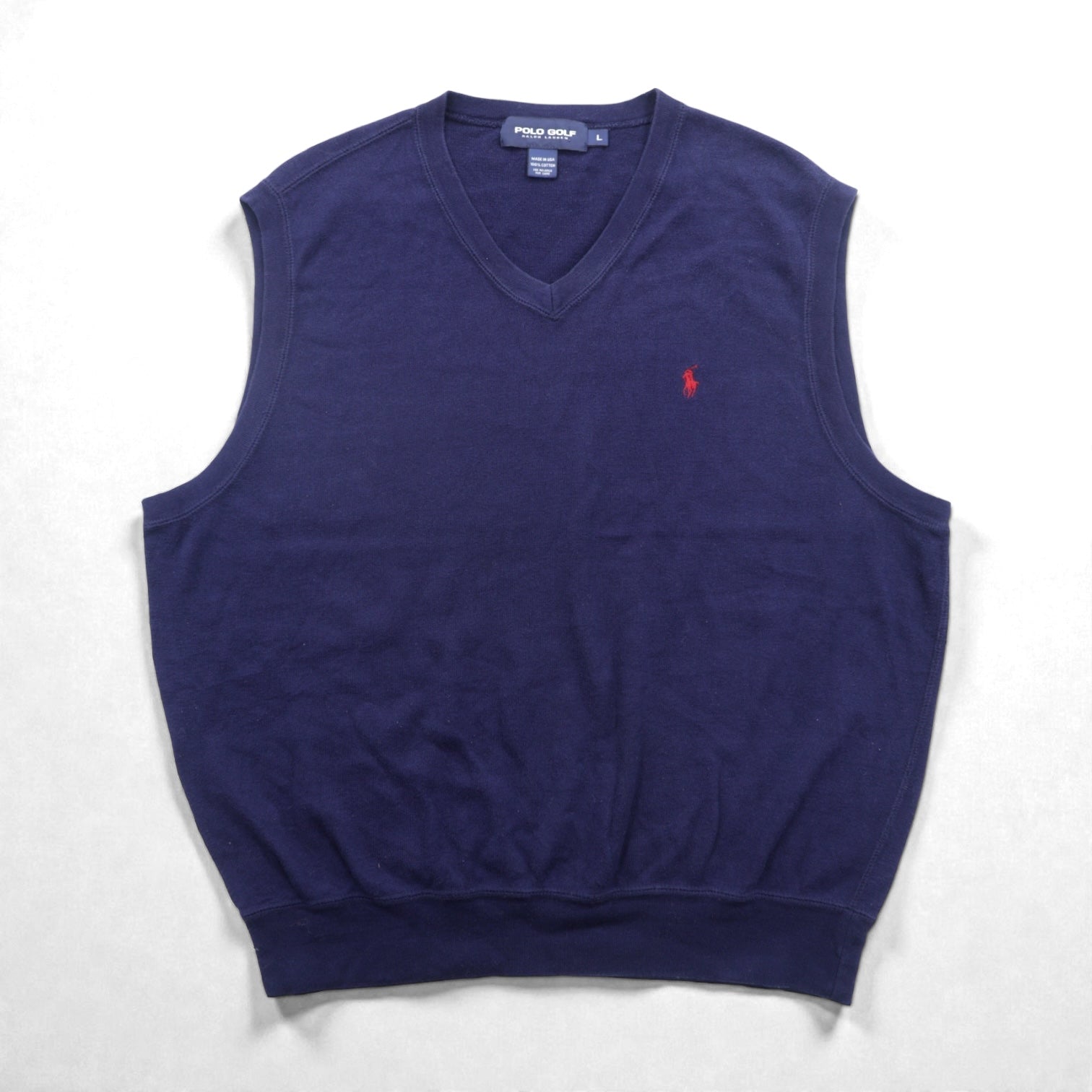 POLO GOLF RALPH LAUREN 90年代 USA製 Vネック ニット ベスト L ネイビー スモールポニー刺繡