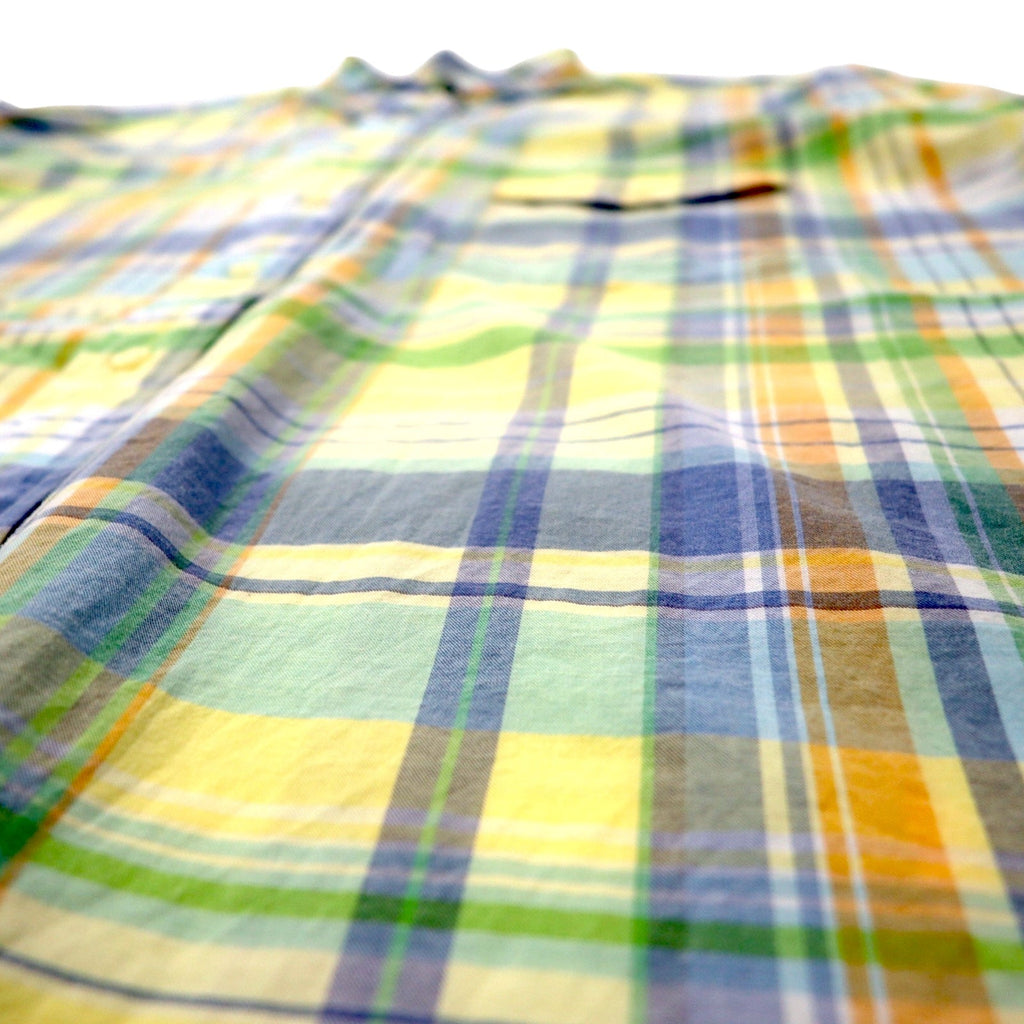 Camicia Ralph Lauren Beach Twill a maniche corte con bottoni, taglia 2XLT TALL, a quadri gialli, in cotone, con ricamo Small Pony, taglia extra large