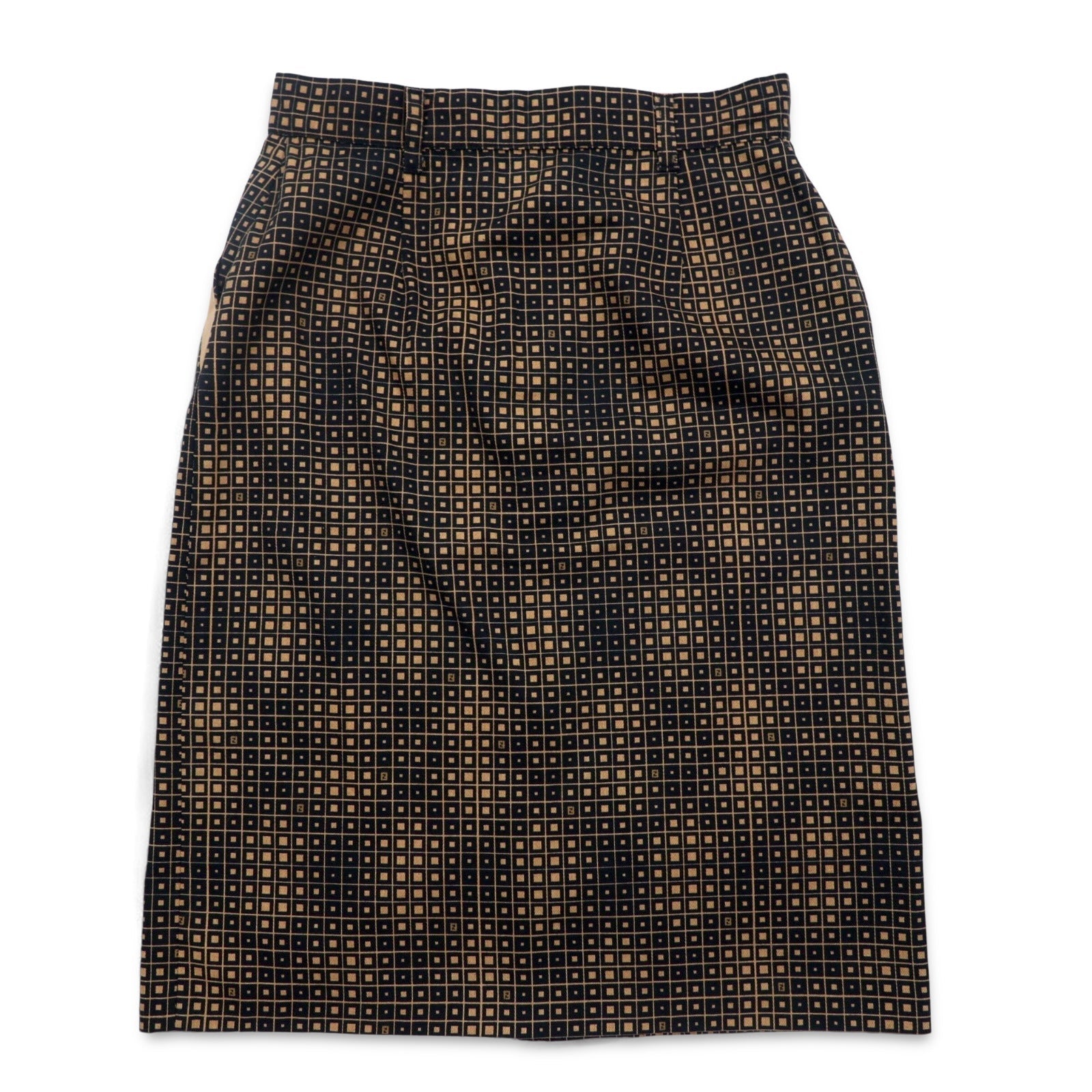 FENDI Gonna Monogram Zucca L Nera Cotone Fantasia Geometrica Made in Italy