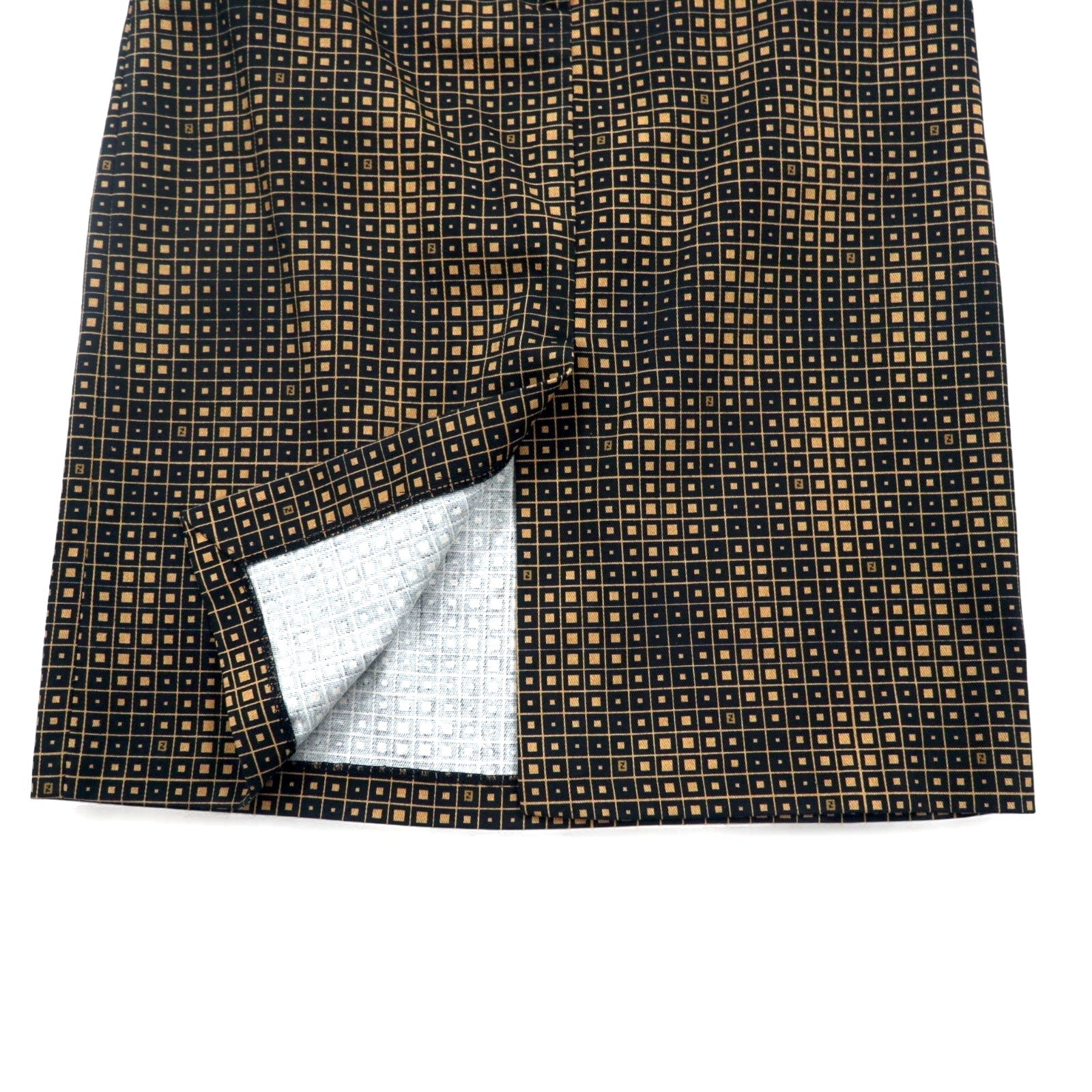 FENDI Gonna Monogram Zucca L Nera Cotone Fantasia Geometrica Made in Italy