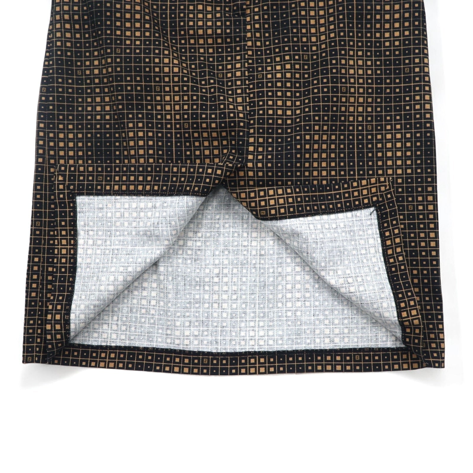 FENDI Gonna Monogram Zucca L Nera Cotone Fantasia Geometrica Made in Italy
