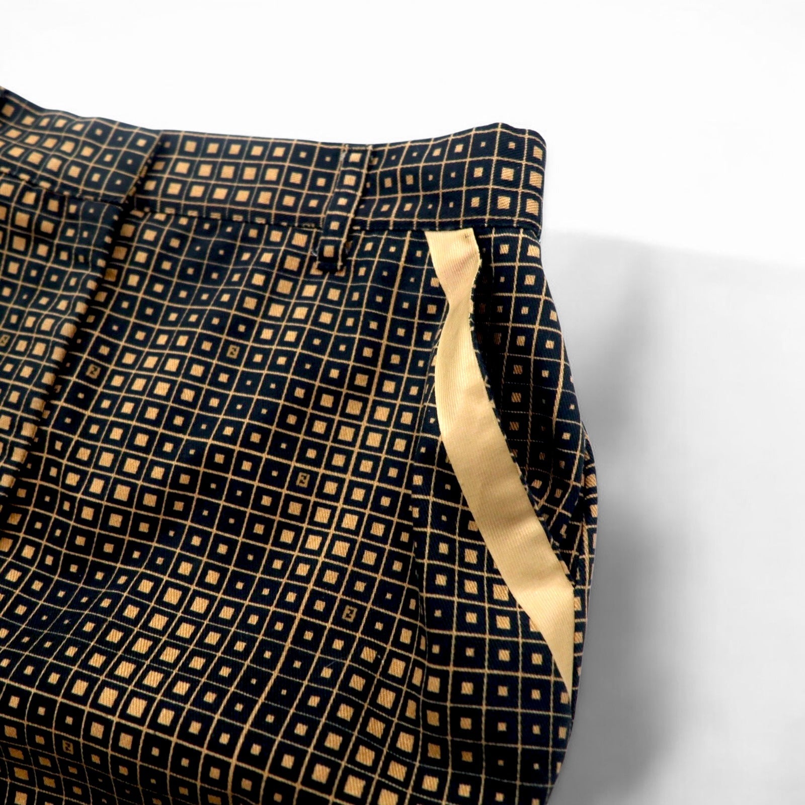 FENDI Gonna Monogram Zucca L Nera Cotone Fantasia Geometrica Made in Italy