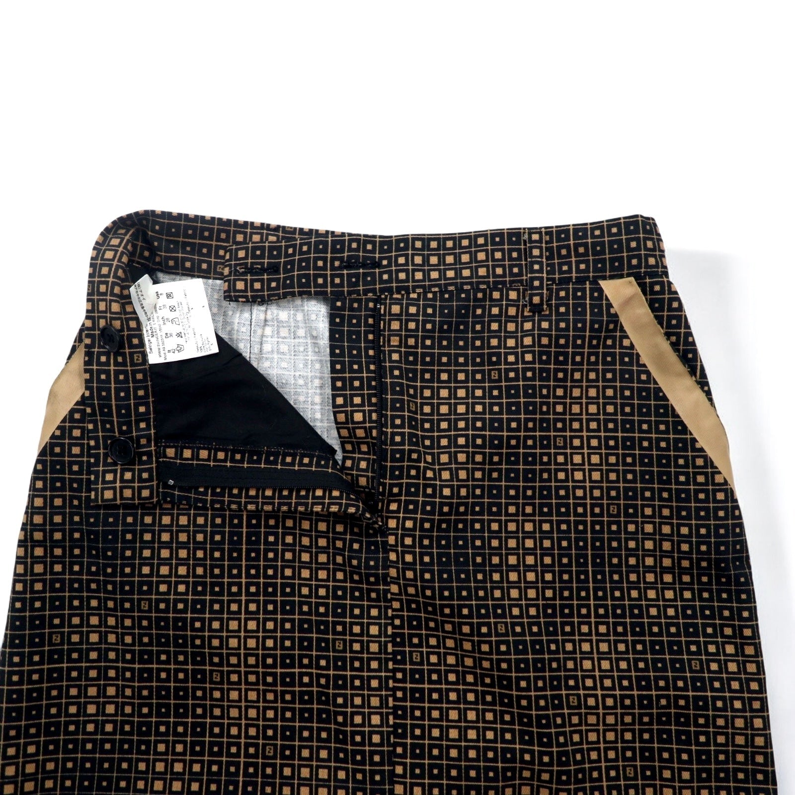 FENDI Gonna Monogram Zucca L Nera Cotone Fantasia Geometrica Made in Italy