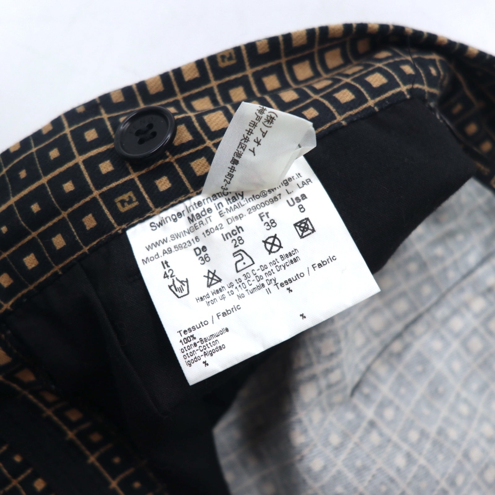 FENDI Gonna Monogram Zucca L Nera Cotone Fantasia Geometrica Made in Italy