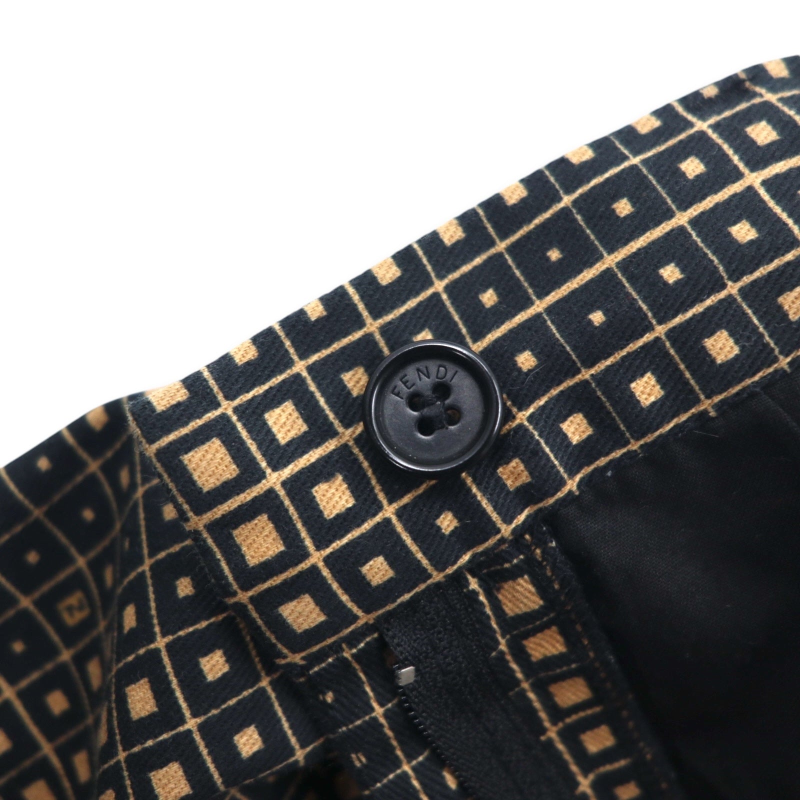 FENDI Gonna Monogram Zucca L Nera Cotone Fantasia Geometrica Made in Italy