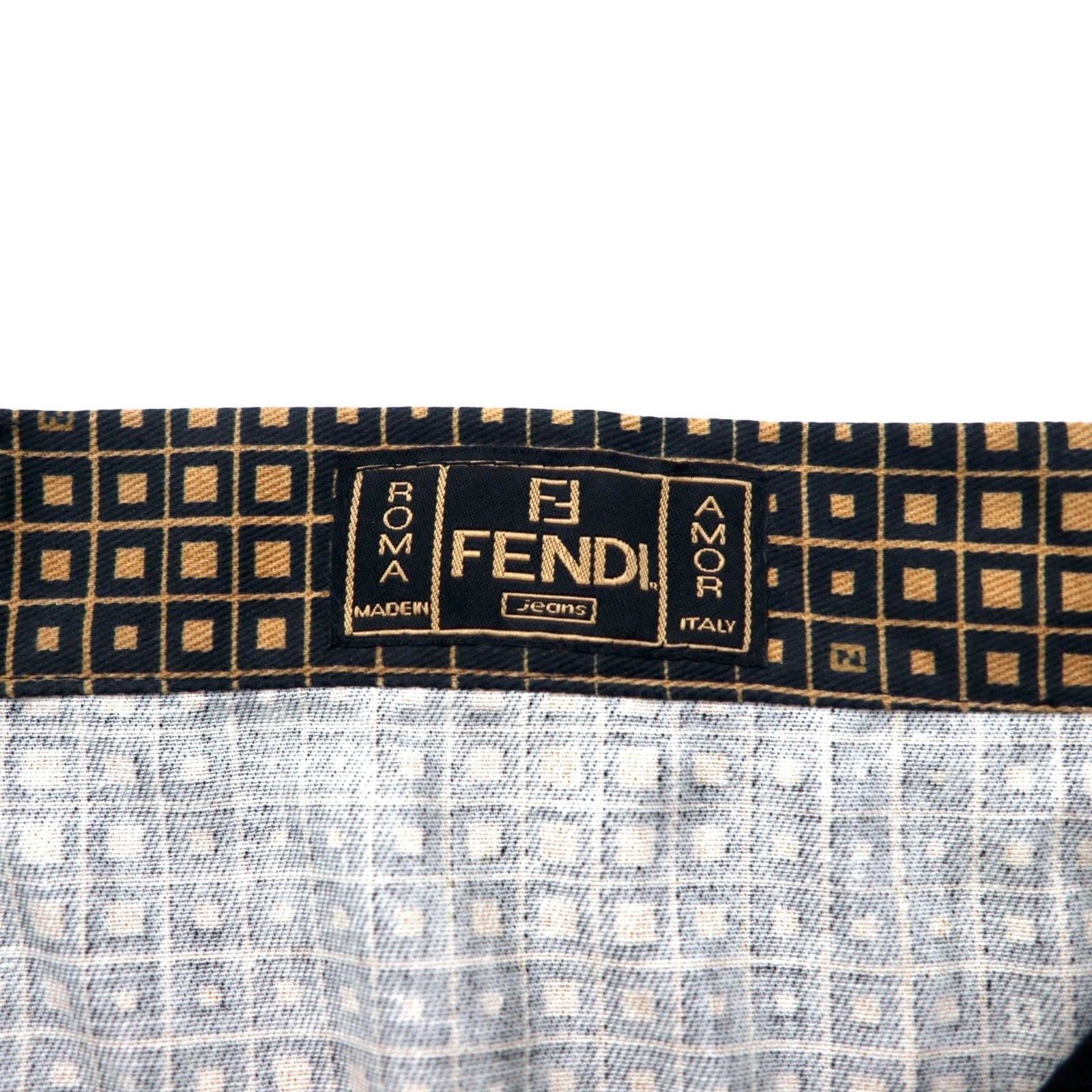 FENDI Gonna Monogram Zucca L Nera Cotone Fantasia Geometrica Made in Italy