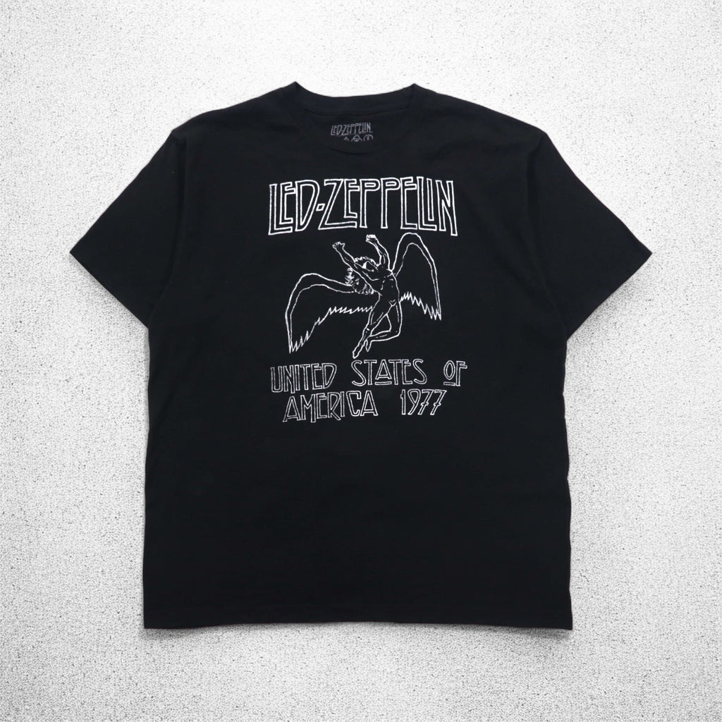 LED ZEPPELIN Led Zeppelin Rock Band T-Shirt XL Nero Cotone STATI UNITI D'AMERICA 1977