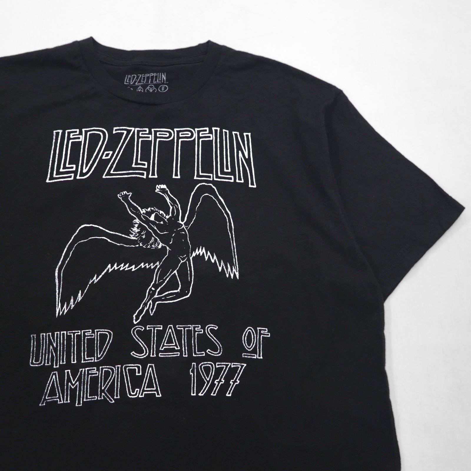 LED ZEPPELIN Led Zeppelin Rock Band T-Shirt XL Nero Cotone STATI UNITI D'AMERICA 1977