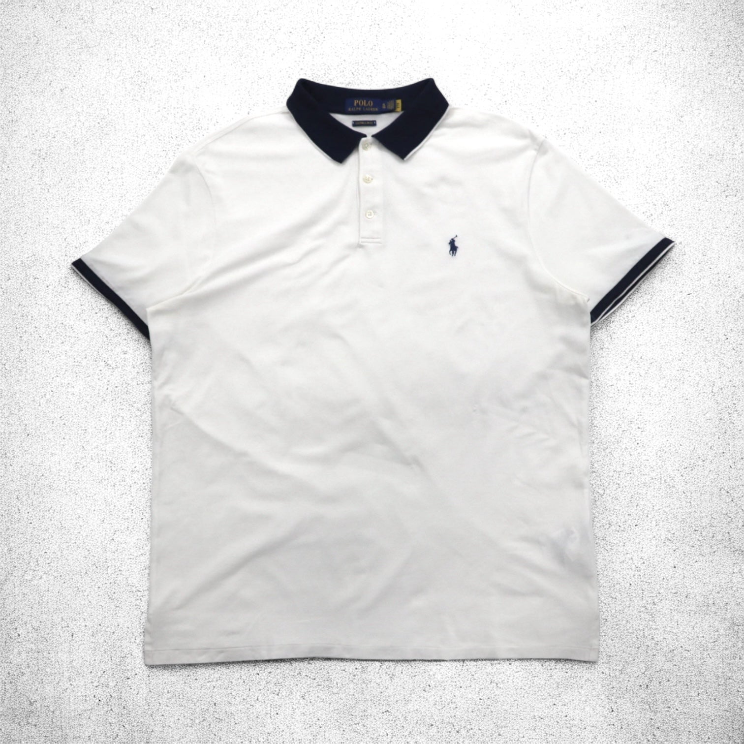 POLO RALPH LAUREN Polo con profili a costine XL, bianco, cotone piqué, ricamo small pony
