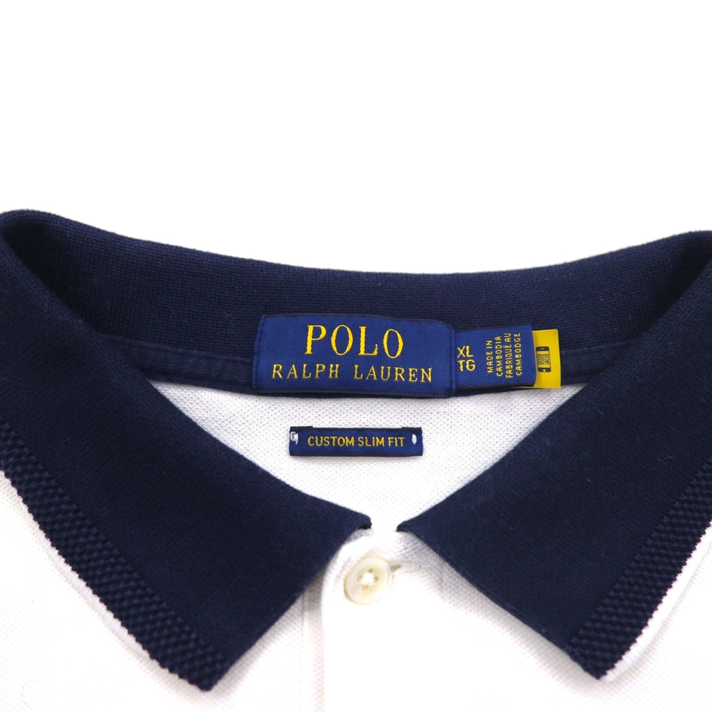 POLO RALPH LAUREN Polo con profili a costine XL, bianco, cotone piqué, ricamo small pony