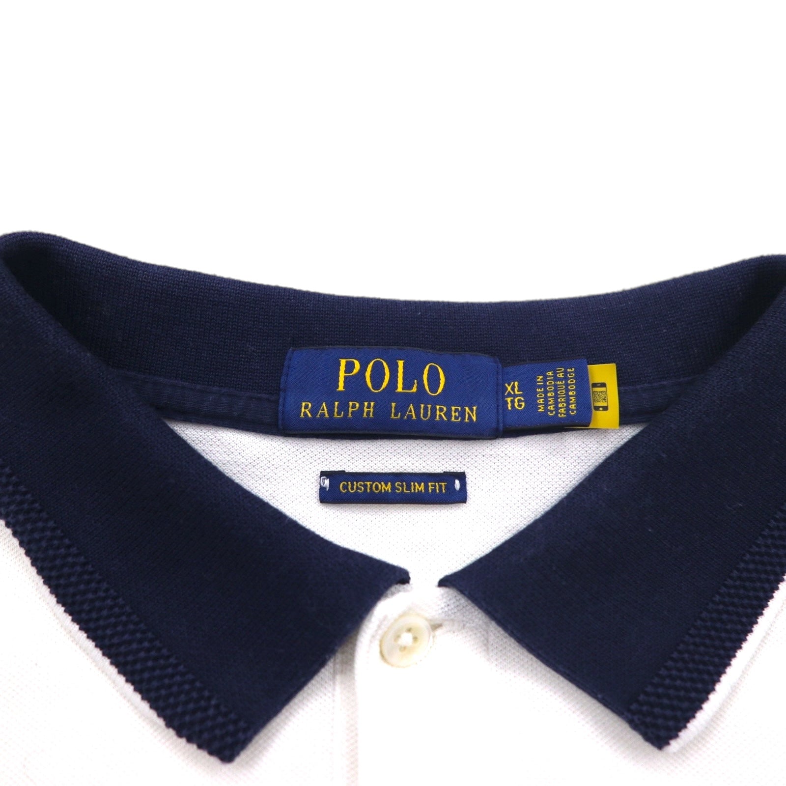 POLO RALPH LAUREN Polo con profili a costine XL, bianco, cotone piqué, ricamo small pony
