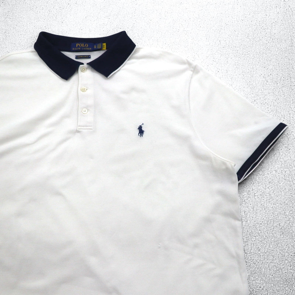 POLO RALPH LAUREN Polo con profili a costine XL, bianco, cotone piqué, ricamo small pony
