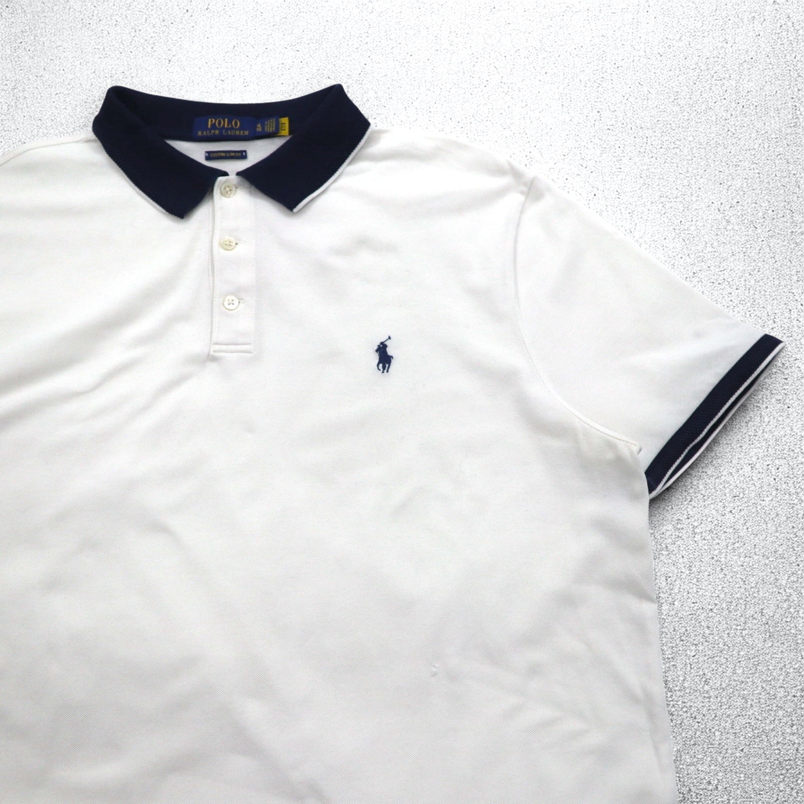 POLO RALPH LAUREN Polo con profili a costine XL, bianco, cotone piqué, ricamo small pony