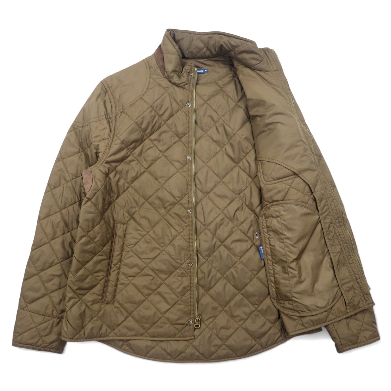 RALPH LAUREN anni '90 Giacca trapuntata XL Cachi Poliestere