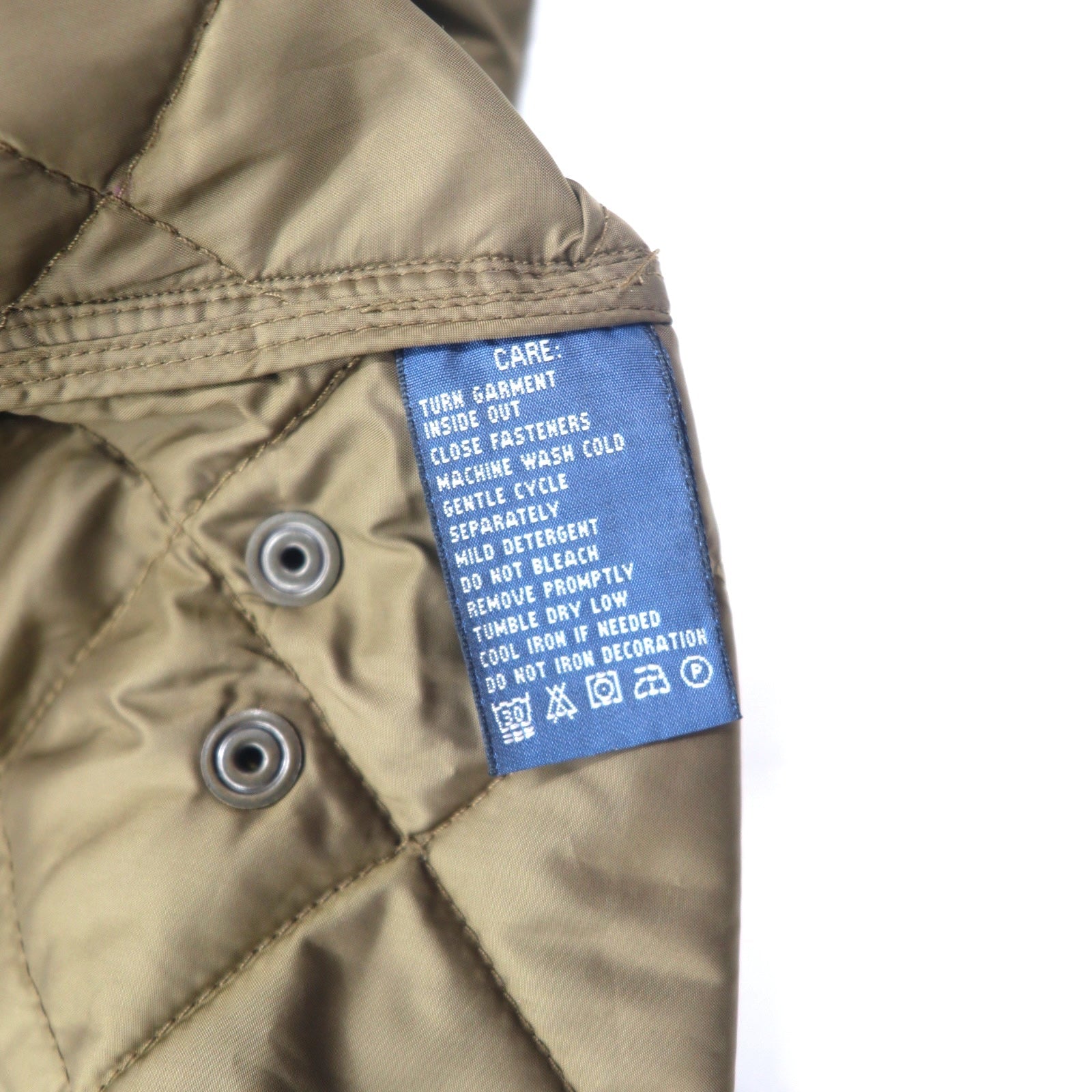 RALPH LAUREN anni '90 Giacca trapuntata XL Cachi Poliestere
