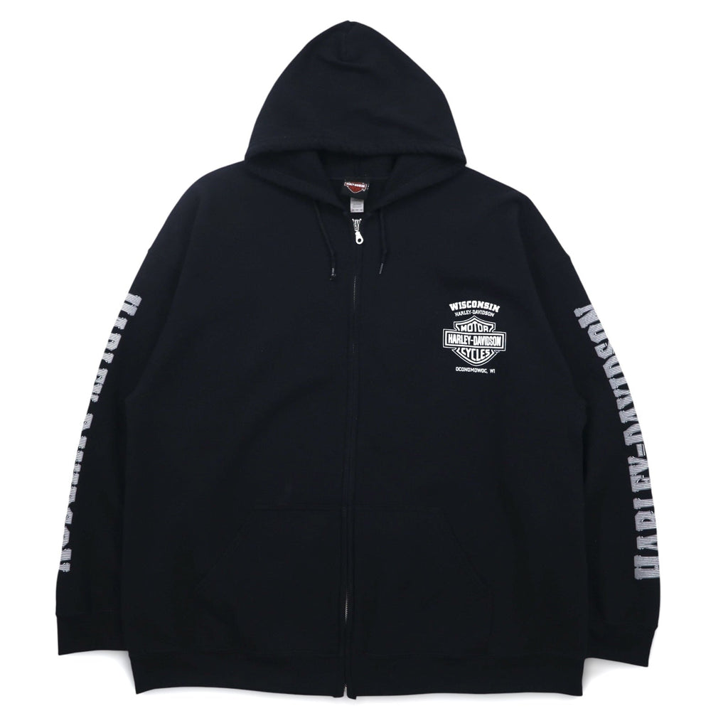 Felpa con cappuccio full zip HARLEY DAVIDSON, taglia grande 3XL, nera, cotone, logo posteriore, teschio