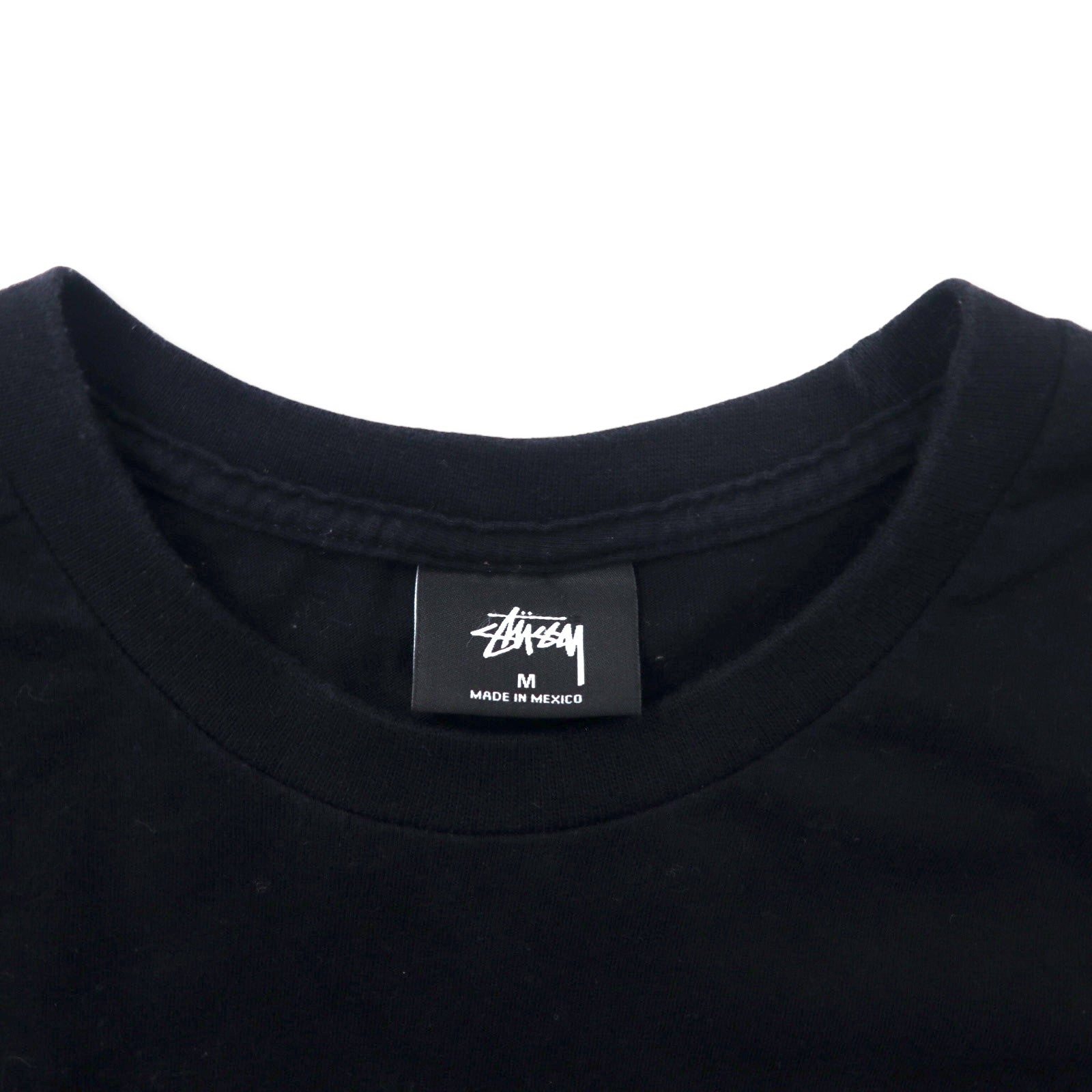Stussy T-shirt maniche lunghe, taglia M, colore nero, in cotone, con logo ricamato, made in Messico